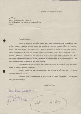 Solicitação para alunos do Coluni usarem o "bandejão" - 1984