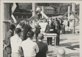 Cerimônia durante as obras do Instituto de Economia Rural (IER).