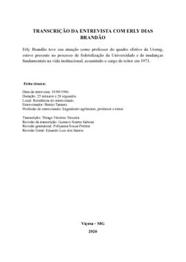 Transcrição da entrevista com Erly Dias Brandão