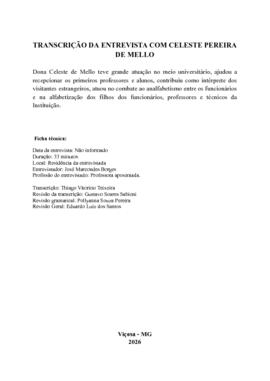 Transcrição da entrevista Celeste Pereira de Mello