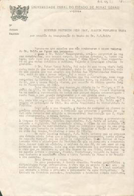 Discurso em ocasião da inauguração do busto de Rolfs