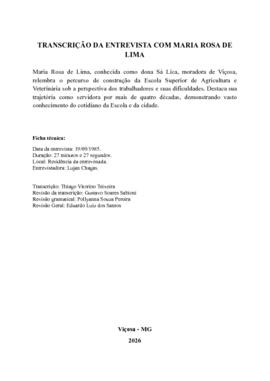 Transcrição da entrevista com Maria Rosa de Lima